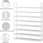 8 Tier Shoe Rack Organizer Large Shoe Storage Rack for Closet Entryway Shoe Holder Space Saving Shoe Shelf Shoe Stand Tall Shoe Tower Metal Shoe Rack Holds up to 32-40 Pairs of Shoes