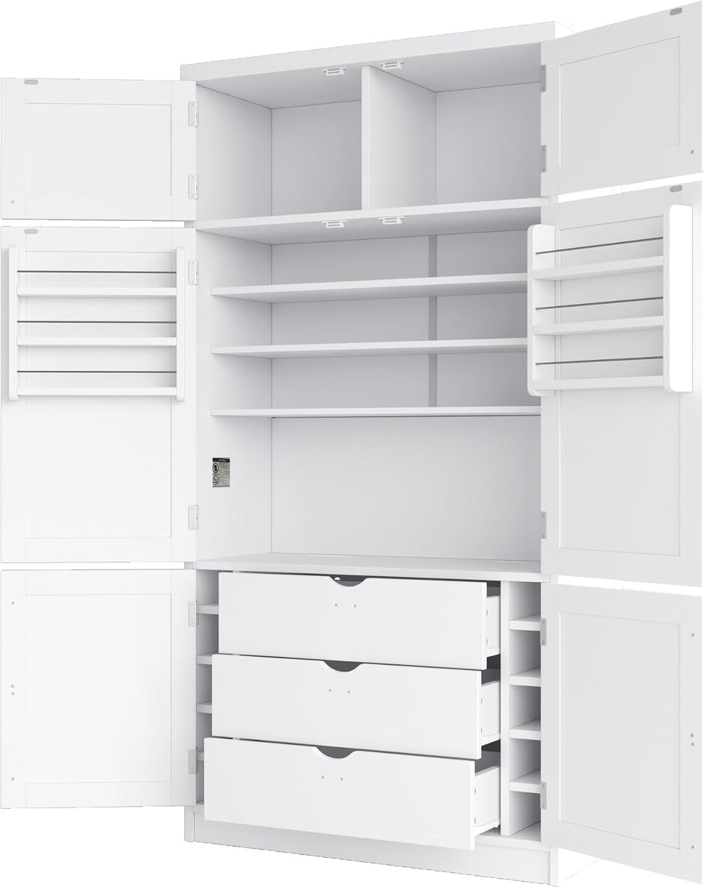 JIJIWANG 80.1'' Modern Kitchen Pantry Storage Cabinet with Adjustable Shelves and Storage Cabinet,Versatile Cupboard with Door Shelves and Drawers,for Kitchen,Dining Room,White