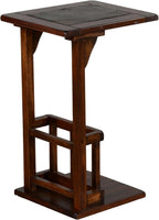 Benzara Odel Side Table with Magazine Rack- 13 Inch Top- Brown Mahogany Wood