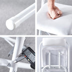 Tall Folding Stool Chair, 22/24/26/28/30 Inch Folding Bar Stool with Backrest and Padded, Portable Indoor Counter Bar Stools, Home Adults Breakfast Stool(White,30 inch(75 cm))