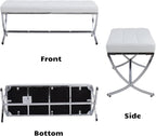 HEAH-YO Modern Button Tufted Bench, PU Faux Leather Ottoman Dining Bench, Stylish Footstool for Entryway Bedroom Kitchen Dining Table, White