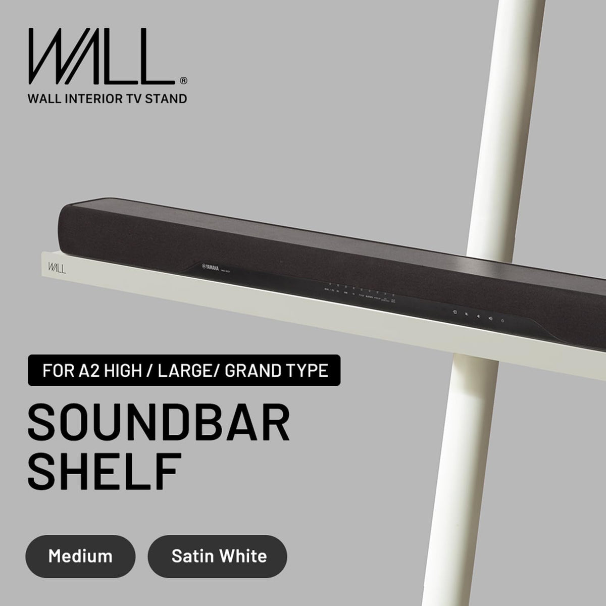 WALL 37.4" Soundbar Shelf for TV Stand Seven Stand A2 Models, Satin White | Compatible with WALL SEVEN STAND TV Stands, Creates a Floating Look for Soundbars, Remotes& Small Devices, Flexible Placement