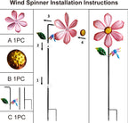 Metal Outdoor Flower Wind Spinner with Pink Floral & Gold Dragonfly, Decorative Kinetic Wind Sculpture for Yard, Garden, Patio, Lawn - Vibran Garden Art & Lawn Ornament for Outdoor Decor