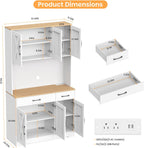 42" Tall Kitchen Pantry Storage Cabinet with Microwave Stand, with Charging Station, Farmhouse Food Pantry with Drawers for Living Room,Dining Room (White)