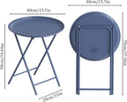 Garden 4 you Folding TV Tray Table, Metal Round Side Table, Blue Dinner Table with Metal Frame, Modern Outdoor Tray Table for Living Room, Bedroom, Patio & Small Spaces, 2 Packs