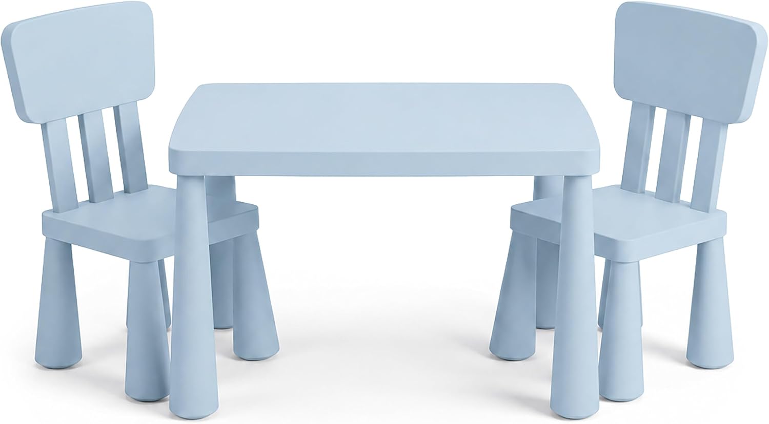 Relaxdays Children's Furniture Set, 1 Children's Table, 2 Chairs, Wipe-Clean, Lightweight Plastic, Seating Corner for Children's Room, Blue