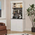 GAOMON 71" Tall Pantry Cabinet with LED Lights, Freestanding Storage Cabinets with Hutch, Kitchen Pantry with 2 Doors and Adjustable Shelves for Dining Room, Living Room