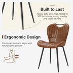 Dining Room Chairs Set of 4, Modern Kitchen Room Sets for Dinner, Comfortable Dining Chair with Metal Legs, Ergonomic Backrest, Minimalist Faux Leather Funiture Used for Home Kitchen, Resturant, Brown