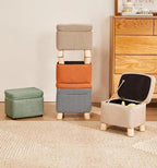 Storage Ottoman with Linen Removable Cover,Square Foot Rest Stool Hinged Lid Upholstered Padded Seat for Living Room Bedroom,Home Decor Ottoman (Green,Small)