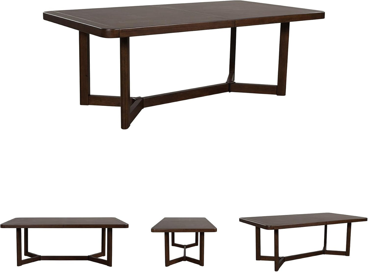 Signature Design by Ashley Yingden Collection Extendable Wood Dining Table, Rectangular 84" to 108" Length with 24" Removable Leaf, Seats 8, Hardwood Solids & Mango Wood Veneer, Dark Warm Brown