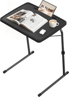 Max Large Black Folding TV Tray Table, XL Pro Adjustable Foldable TV Table with 6 Height Adjustable, 425% Thicker HDPE Plastic Table for Eating, Laptop, Snacks, Dinner Laptop on Couch & Bed
