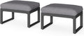 RoyalCraft 2 Pieces Aluminum Outdoor Patio Ottoman Set, Outdoor Foot Stools with Thick Cushion, Small Seat Furniture for Porch Balcony Backyard, Grey