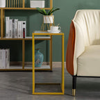 Marble Simple C-Side Table, C-Shaped Side Table for Couch - Small Coffee Stand Sofa Tray Desk with Metal Frame, Modern End Accent for Living Room, Bedroom, Small Spaces,Golden