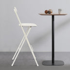 Folding Stool with Back 29.5 inch Tall Foldable Stool with Cushioned Padded Folding Bar Stools Metal Portable Chair Stools for Outdoor Indoor Kitchen Shop Cafe Garden Camping(White)