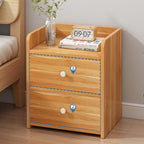 Bedside Table, Bedside Table Household Storage Cabinet 2 Drawers Guardrail Design Solid Wood e Small Telephone Station for Bedroom, Living Room 33x26x40cm(Color:White) (Wood Color)
