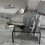 Side Table,C Shaped End Table, Acrylic Sofa Side Table, Bedside Table for Bedroom Small Modern Coffee Table Suitable for Living Room (Smoke Gray)