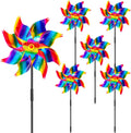6Pcs Sparkly Pinwheels for Yard and Garden, Reflective Colorful Wind Spinners Yard Decorations Outdoor Windmill, 9.5in Garden Pinwheels to Scare Birds