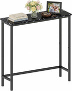 HollyHOME Narrow Sofa & Console Table, 29.5" Slim Entryway Table, Sofa Stand, Hallway Shelf, Bedroom, Living Room, Foyer, Black Marble