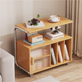Modern Rolling Side Table End Table with Storage 360° Rollers Movable Night Stand Utility Cart Corner Table for Living Room (Natural)