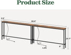 SUPERJARE 86.6 inch Narrow Behind Couch Table with Charging Stations | Power Outlet with USB-C Ports, Extra Storage Behind Sofa,Sofa Table Console Table for Entryway Living room, Rustic Brown