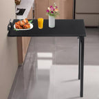Wall Mounted Folding Table, Solid Wood Multi-Layer Fold Down Desk 132lbs Load-Bearing, Space-Saving for Kitchen, Home Office & Small Spaces (Black)