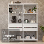 Madesa Kitchen Pantry Storage Rack with 4 Drawers, 5 Shelves and Hanging Space 55" L Multiuse Modular Cabinet for Kitchen Organization - White