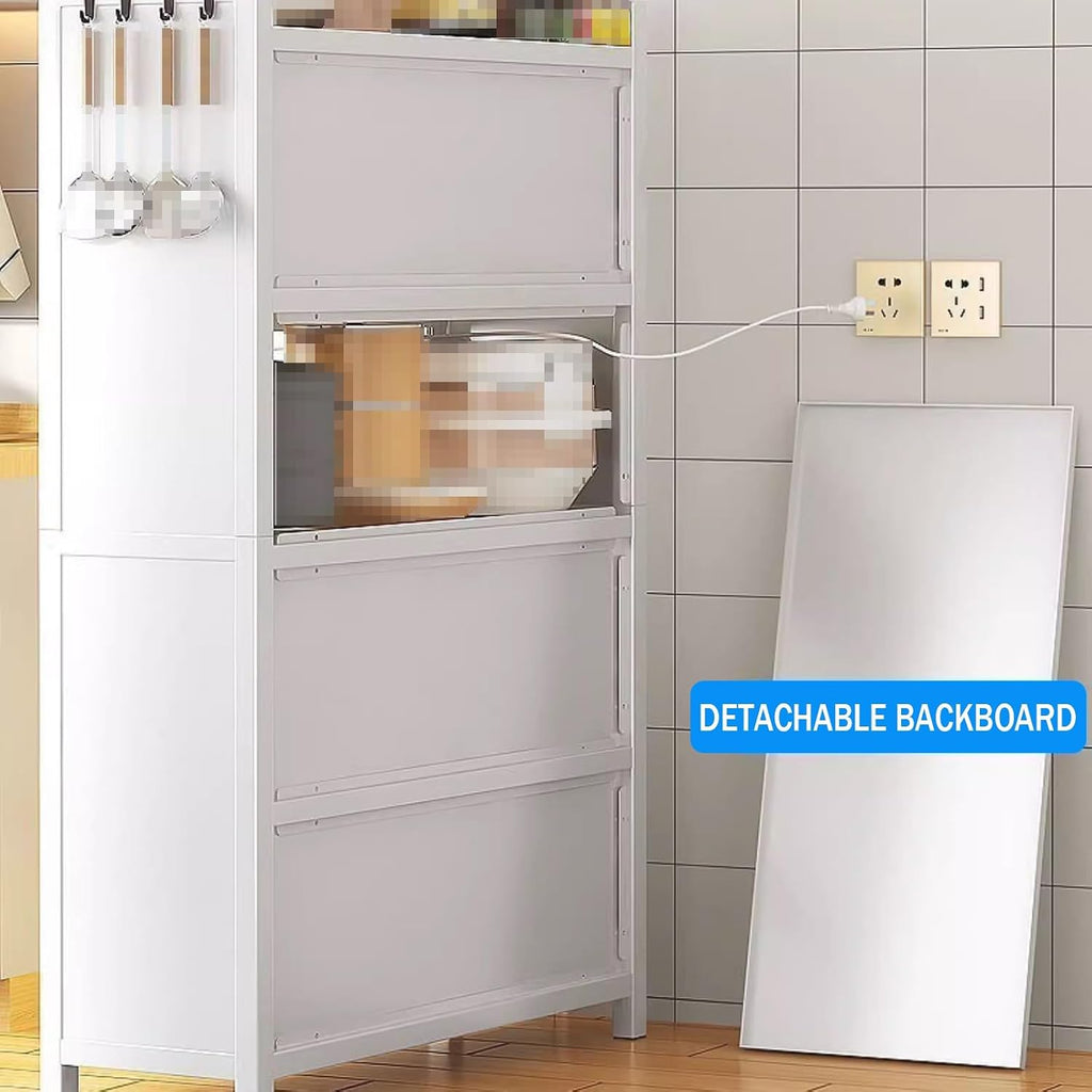 Pantry Cabinets for Kitchen Storage, Made of Carbon Steel Single Layer can Support 200 Pounds, Kitchen Pantry Cabinet for Kitchen Living Room Balcony(White,100 * 42 * 153cm)