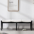 RIVOVA 54.25" Modern Ottoman Bench Upholstered Linen Bedroom End of Bed Bench Boho Bench Long Seating Bench Entryway Stool with Wood Legs for Living Room/Foyer, White