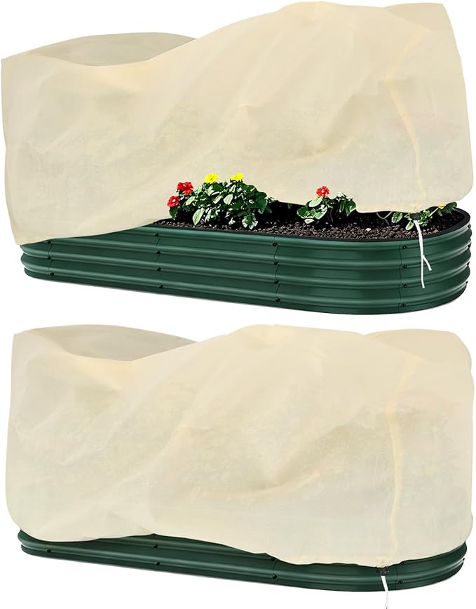 Plant Covers Freeze Protection, 2 Pack Garden Covers for Raised Bed, Frost Cloths for Outdoor Plants, Winter Protection for Vegetables & Flowers (102"×50"×22", Fit 4'×8' Bed)