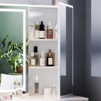 Wildhome Vanity Desk with Mirror and Lights, Makeup Vanity Desk with 7 Drawers & Cushioned Stool, Hidden Cabinet, Brightness Adjustable, Vanity Table for Bedroom, Dressing Room, Women, Girl (White)