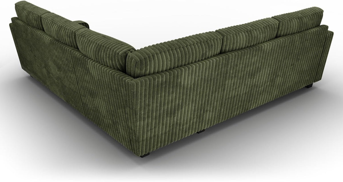 HONBAY Corduroy Convertible Sectional Sofa L Shaped Corner Couch,Green | Compact Sofa,Reversible Sectional Couches for Living Room,Wide Corduroy Fabric,Easy to transport and install