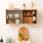 Wall Pantry Cabinet with Adjustable Shelf, Wall Mounted Kitchen Sideboard with Sliding Doors Tabletop Cupboard Pantry Cabinet for Plates Bowls Spices Cups