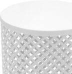 Side Table, Set of 2 Accent Table Decorative Garden Stools for Indoor Outdoor, Bedside Table End Table for Bedroom, Patio, Cafe, Bar, Garden, Nesting, White