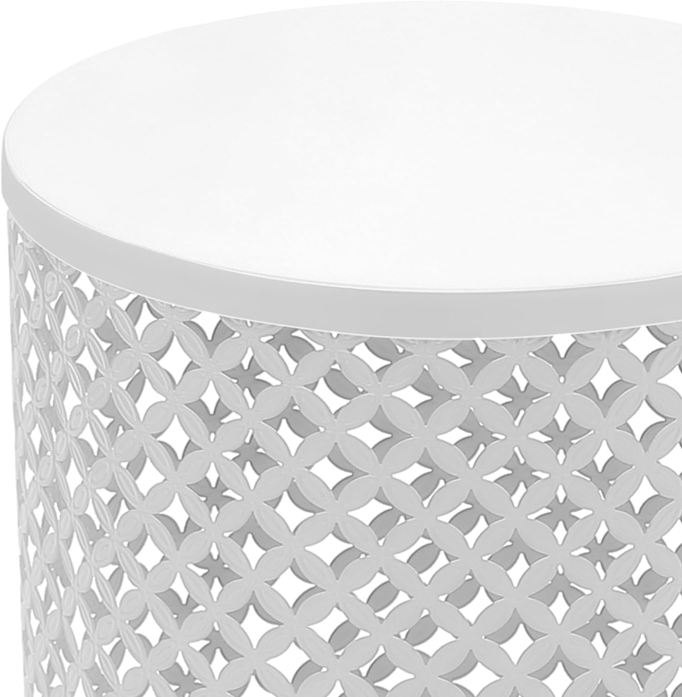 Side Table, Set of 2 Accent Table Decorative Garden Stools for Indoor Outdoor, Bedside Table End Table for Bedroom, Patio, Cafe, Bar, Garden, Nesting, White
