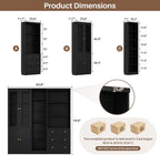 Cyclysio 80" Tall Kitchen Pantry, Large Storage Cabinets with Glass Doors, Modular Wood Pantry Cabinet with 3 Drawers & Adjustable Shelves for Living Room & Dining Room, Set of 3 (Black)