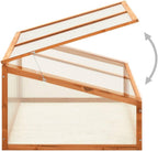 Wooden Garden Greenhouse，Wood Raised Plants Bed Raised Flower Planter Box, Garden Wood Cold Frame Greenhouse Flower Planter, Brown 39.4"x25.6"x15.7" Firwood,-682