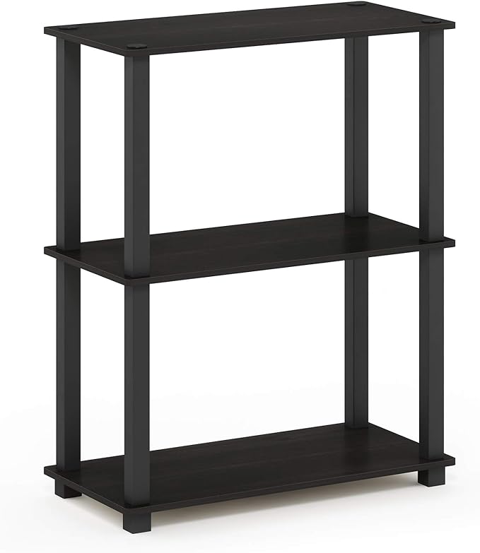 Furinno Turn-S-Tube 3-Tier Compact Multipurpose Shelf Display Rack with Square Tube, Espresso/Black