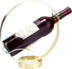 Metal Tabletop Wine Rack, Freestanding Decorative Wine Bottle Holder with Circle Design, Gold Wine Rack Countertop Wine Bottle Stand, 10.4 x 9.6 x 3.7 in