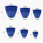 7.5/6.5/5.5/4.9/4.2/3.5 Inch Plant Pots with Saucers & Drain Holes - Indoor/Outdoor Flower Pots for Succulents, Herbs, Cactus - Modern Lightweight Durable Planter Set, Blue