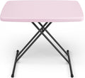 Folding Table 30 Inch - Small Desk Adjustable Height TV Tray for Laptop, Couch, Camping - Heavy Duty Utility Foldable Table for Small Spaces, No Assembly Required, Pink Granite