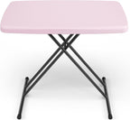 Folding Table 30 Inch - Small Desk Adjustable Height TV Tray for Laptop, Couch, Camping - Heavy Duty Utility Foldable Table for Small Spaces, No Assembly Required, Pink Granite