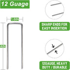 Landscape Staples Galvanized Garden Stakes, 4inch 500pack Heavy Duty Garden Pins for Fences, Lawns, Weed Barriers and Landscape Fabrics, Netting, Irrigation Hose