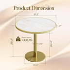 31.5" Round Tulip Table with 1.2" Thick Gold Vein Onyx Sintered Stone Top (Marble Look) & Brushed Gold Frame, Modern Luxury Dining Table for 2-4 People for Kitchen Nook, Café & Patio