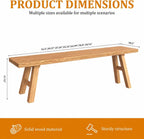 47.2" Solid Wood Entryway Bench - Extra Long Elm Wood Farmhouse Dining Bench for Hallway, Bedroom, Kitchen - Antique Natural Finish
