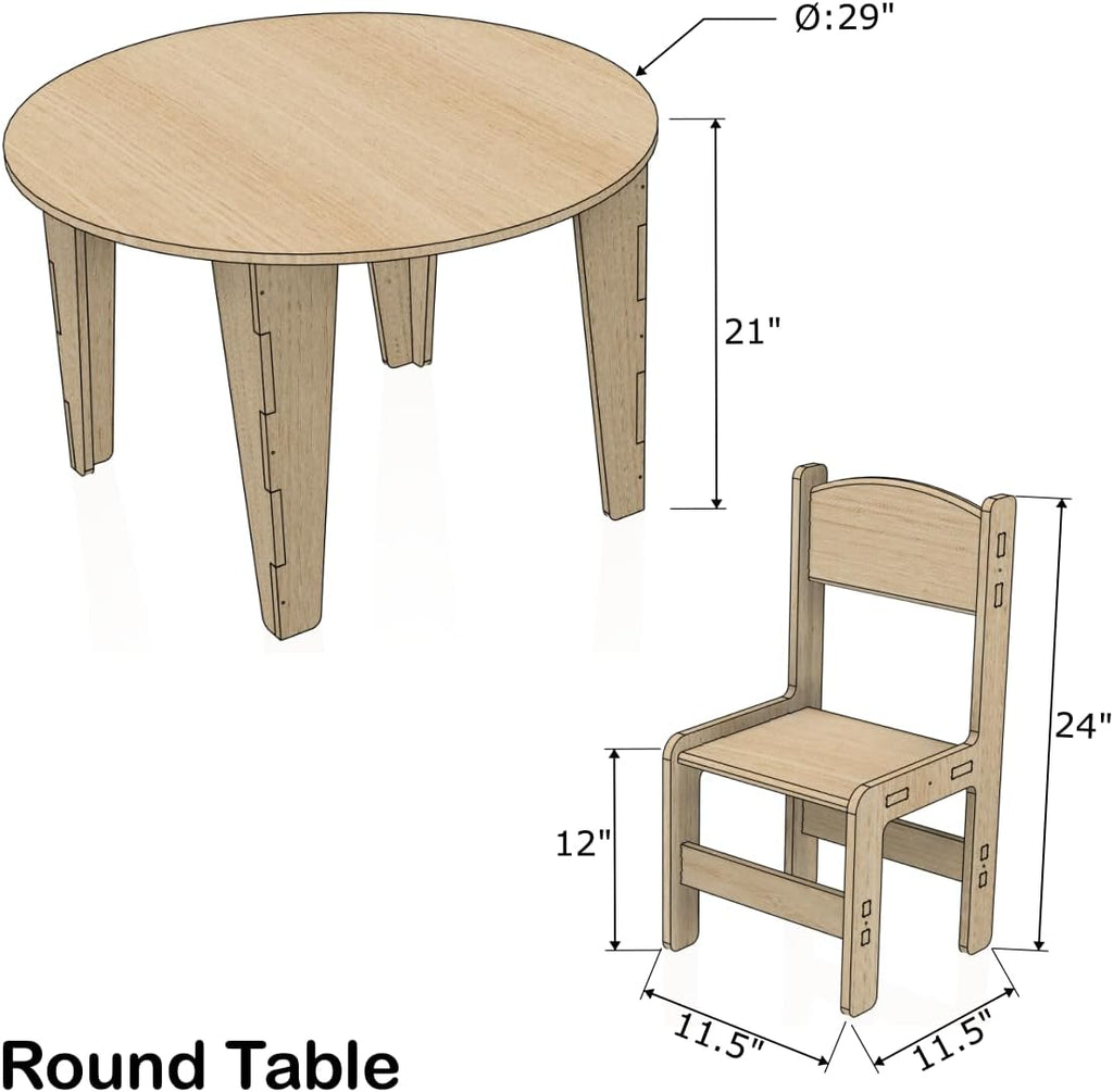 Bush Acres Montessori-Style Kids Table and 4 Chairs Set – Baltic Birch Plywood Activity & Learning Furniture for Home, Classroom - Stella | Heirloom Quality Build - Workshop Made in USA