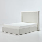 California King Upholstered Bed Frame 52" Tall Wingback Headboard
