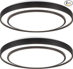 2Pack 20" LED Flush Mount Ceiling Light Fixture 5CCT, Black Dimmable Light Fixture Ceiling Mount 36W, Modern Simple Close to Ceiling Light Fixtures for Living Room,Kitchen, Bedroom