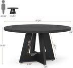 Lailang 47 Inch Dining Table, Small Dining Room Tables, Round Kitchen Tables, Wood Dinner Table, Dining Table for 4, Rustic Farmhouse Table, 47 x 26 x 30 Inch, Black