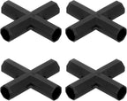 12 Pcs 11mm Greenhouse Frame Building Connectors, 4 Way Flat Pipe Fitting for Grape Trellis/Sunscreen Shed/Gardening Plant Stakes, Greenhouse Accessories [Black]