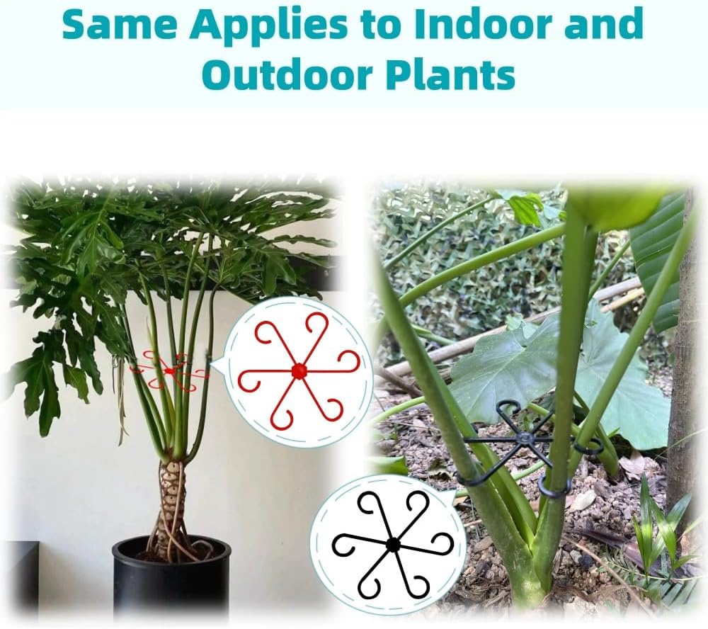 12 PCS Plant Stem Support, Plant Stakes for indoor Plants Plant Clips for Climbing Plants, Plastic Monstera Plant Support Accessories for Potted indoor Plant in Various Growth Stage(4 Sizes, 3 Colors)